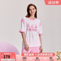 PawinPaw卡通小熊童装2024年夏季亲子装撞色运动短袖套装休闲 Pink粉红色/25(成人款) 170cm
