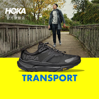 HOKA ONE ONE 女款夏季户外畅行徒步鞋 TRANSPORT 舒适透气耐磨 黑色/黑色-男（宽版） 41