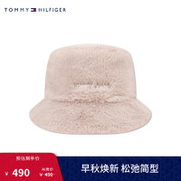 TOMMY HILFIGER【七夕礼物】24新款秋冬女简约刺绣字母舒适毛绒渔夫帽16784 灰粉色0IM 均码（头围57cm）