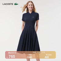 LACOSTE法国鳄鱼女装夏季时尚优雅POLO领短袖连衣裙女|EF1682 166/藏青色 L 40/170