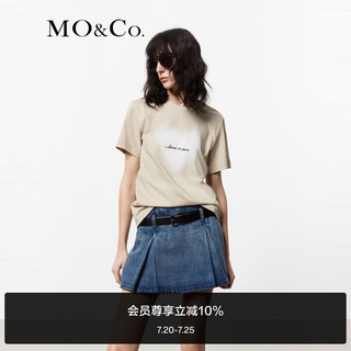 MO&Co.2024夏【抗菌防螨】闪粉印花棉质短袖T恤MBD2TEE037 砂壳色 S/160