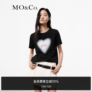 MO&Co.2024夏【抗菌防螨】闪粉印花棉质短袖T恤MBD2TEE037 黑色 L/170