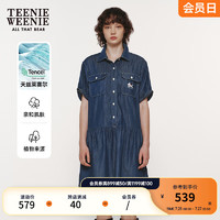 Teenie Weenie【天丝】小熊2024夏季轻薄牛仔连衣裙设计感女装 深蓝色 170/L