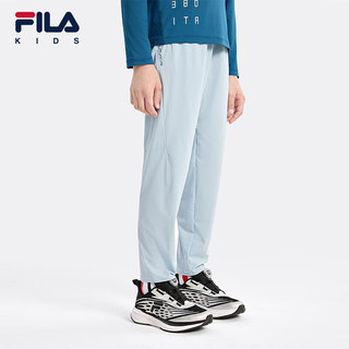 FILA【灵风裤】斐乐儿童裤子2024秋季男中大童运动梭织长裤潮 雾蓝色-BU 140cm