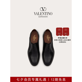 华伦天奴VALENTINO男士 VLOGO SIGNATURE 小牛皮德比鞋 黑色 38