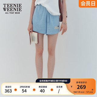 TEENIE WEENIE 小熊2024年夏季毛巾布短裤休闲裤运动裤卫裤宽松 浅蓝色 160/S