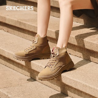 Skechers斯凯奇夏季大黄靴马丁靴女鞋厚底增高户外靴高帮中筒靴 全黑色/BBK 35