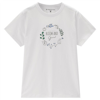 GIORDANO 佐丹奴 T恤女装纯棉针织花园漫游主题印花圆领短袖T恤 13394201