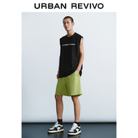 URBAN REVIVO 男装街头风撞色印花图案宽松背心 UMY440007 正黑 L