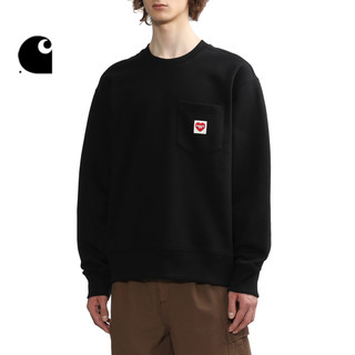 Carhartt WIP卫衣男装秋冬经典心形LOGO字母标签口袋圆领23I315L BKX/黑色 XS