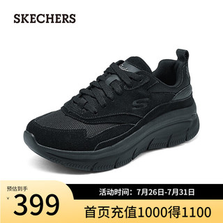 斯凯奇（Skechers）2024年女士舒适百搭休闲鞋轻盈透气厚底158590 全黑色/BBK 36