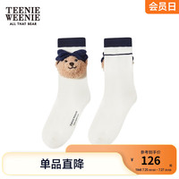 Teenie Weenie小熊2024年早秋可拆卸公仔中筒袜可爱设计感女袜 象牙白 FRE