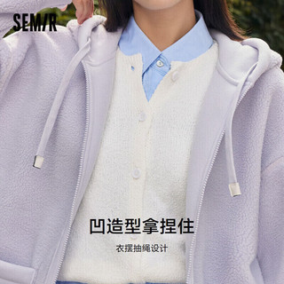 森马（Semir）外套女仿羊羔毛摇粒绒慵懒宽松2023冬连帽两面穿夹克109723108008 粉紫70028 M