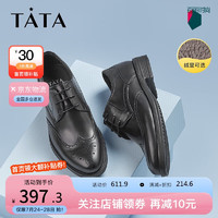 他她（TATA）时尚英伦风布洛克商务男单鞋NEL01AM3 黑色（绒里） 39 