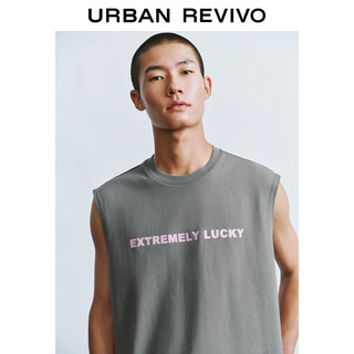 URBAN REVIVO 男装街头风撞色印花图案宽松背心 UMY440007 冷灰 S