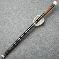 董雪华黑色笛子 竹笛古风精制横笛 演奏笛 初学专业苦竹笛入门 C调1节无字款+配件