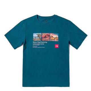 短袖T恤男户外舒适棉印花短袖81N7 蓝色/EFS XL