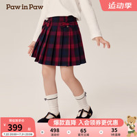 PawinPaw卡通小熊童装2024年秋冬女童短裙学院风百褶裙经典 Navy藏青色/59 90cm