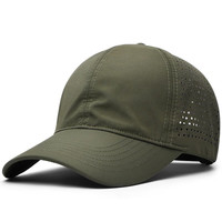 听风说夏季大头围网眼帽子男透气薄款户外速干棒球帽防晒遮阳鸭舌帽 军绿色 大头围60-65cm