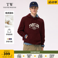 Teenie Weenie Men小熊男装卫衣2024冬季新款潮流街头休闲连帽衫上衣男 酒红色 180/XL