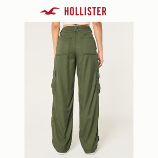 HOLLISTER24秋辣妹休闲舒适高腰宽松工装裤长裤女 KI356-4136 橄榄绿 XS (160/64A)标准版