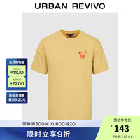 UR2024秋季男装休闲趣味卡通刺绣圆领短袖T恤UML440139 姜黄 XS