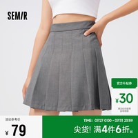 森马（Semir）半身裙女易打理百褶裙学院风秋季复古A字短裙少女感101523120003 灰色调00422