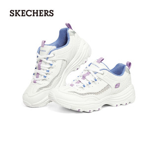 斯凯奇（Skechers）经典熊猫鞋女网面透气休闲运动鞋鞋8730065 白色/薰衣草色/蓝色/WLVB 39.5