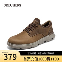 斯凯奇（Skechers）男鞋一脚蹬休闲鞋夏季黑色柔软舒适轻质缓震皮鞋商务鞋204702 沙漠色/DSRT 43