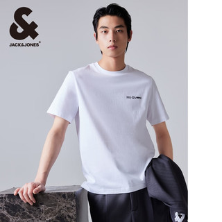 杰克琼斯 杰克·琼斯（JACK&JONES）男装夏季新款潮男舒适百搭休闲字母印花圆领短袖T恤男224101026 本白色-2 170/92A/S