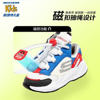 Skechers斯凯奇磁吸扣童鞋男款儿童休闲舒适百搭大童运动鞋跑鞋 405225L 【透气款】WBLR白色/蓝色 30