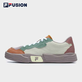 FILA FUSION斐乐潮牌POP II女鞋场下帆布鞋夏轻便休闲运动鞋 米色/天蛾棕-AS 40