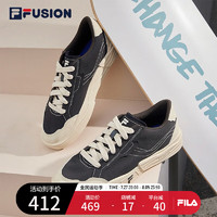 FILA FUSION斐乐潮牌POP II女鞋场下帆布鞋夏轻便休闲运动鞋 黑/米色-BA 35.5