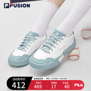 FILA FUSION斐乐潮牌POP II女鞋场下帆布鞋夏轻便休闲运动鞋 明亮白/灰雾蓝-BG 38.5