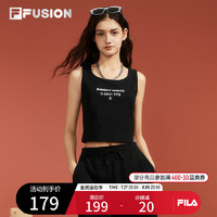 FILA FUSION斐乐潮牌女装针织背心2024夏季时尚紧身简约上衣女 正黑色-BK 175/92A/XL