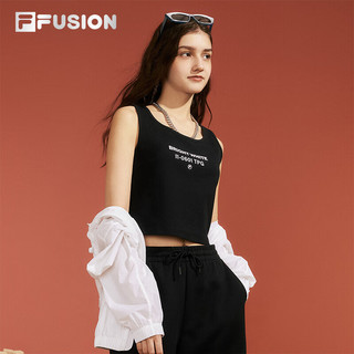 FILA FUSION斐乐潮牌女装针织背心2024夏季时尚紧身简约上衣女 正黑色-BK 155/76A/XS