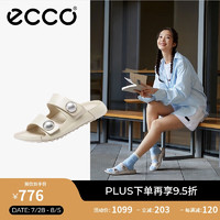 爱步（ECCO）拖鞋女 时尚魔术贴凉拖休闲凉鞋 科摩系列206883 石灰色36