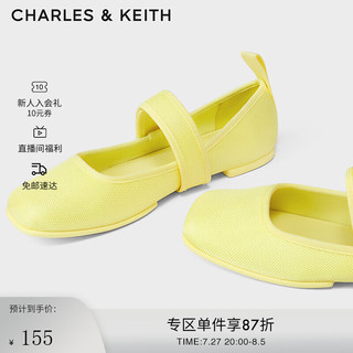 CHARLES&KEITH【SALE】CK1-70900361女士复古魔术贴绊带玛丽珍鞋 Yellow黄色 39