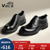 VOLO犀牛男鞋夏季透气商务正装西装皮鞋男士厚底大头德比鞋 黑色 40 