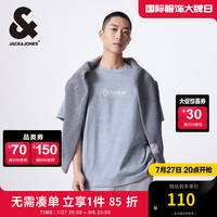 杰克·琼斯（JACK&JONES）夏季潮流衣身满印装饰罗纹圆领宽松短袖T恤上衣男款224201060 C40 油画蓝 常规 C40 油画蓝 170/92A/S