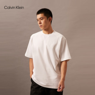 Calvin Klein Jeans24早秋男士休闲通勤ck刺绣净色纯棉重磅短袖T恤J325919 YAF-月光白 XXL