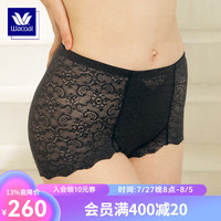 华歌尔（Wacoal）蓝标 高弹蕾丝束腰塑形收腹提臀塑身裤女 WG5509 黑色 160/70