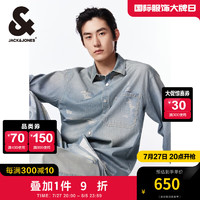 杰克·琼斯（JACK&JONES）秋季潮酷百搭磨破印花翻领上衣宽松长袖牛仔衬衫男224362002 C40 浅牛仔蓝 C40 浅牛仔蓝 165/88A/XS