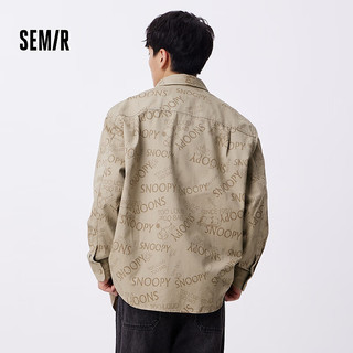 森马（Semir）史努比系列长袖衬衫男2024秋印花衬衣oversize 咖色调00355 165/84A/S