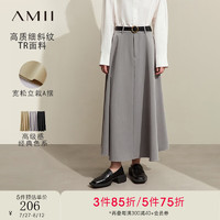 AMII2024春高级通勤风挺括感A字裙半身裙女黑色裙子中长裙12441089