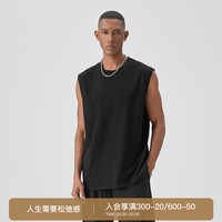 BODYDREAM夏季速干背心男款运动透气无袖训练开叉坎肩 黑色 2XL