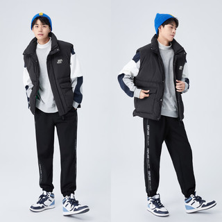 森马（Semir）马甲男冬季oversize简约马夹时尚立领舒适温暖羽绒服潮流 黑色（灰鸭绒）90001 170/88A/M