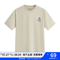 马克华菲立体字母刺绣彩色卡通鲸鱼24夏圆领宽松男士休闲短袖T恤 616浅卡其 M