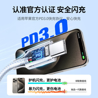 绿联（UGREEN）Type-C数据线双头PD60W快充ctoc车载充电线Carplay适用苹果iPhone15ProMax平板iPad笔记本华为短线