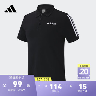 adidas 阿迪达斯 M Cot Polo 3s 男子POLO衫 EJ0927 黑色 L